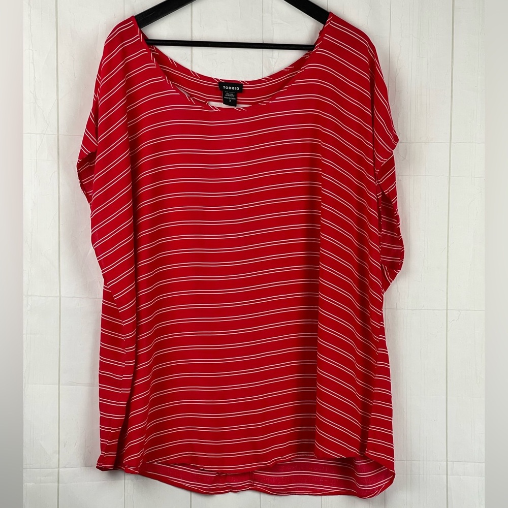 Torrid Red White Striped Sleeveless Top Size 3
